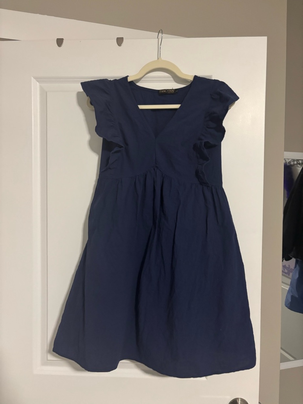Fancyinn Girls' Navy Ruffle Sleeve Sundress
